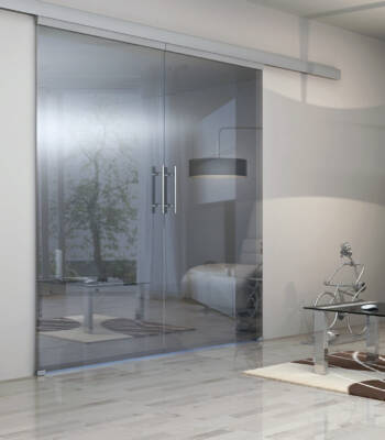 Interior view showing glazed internal sliding doors