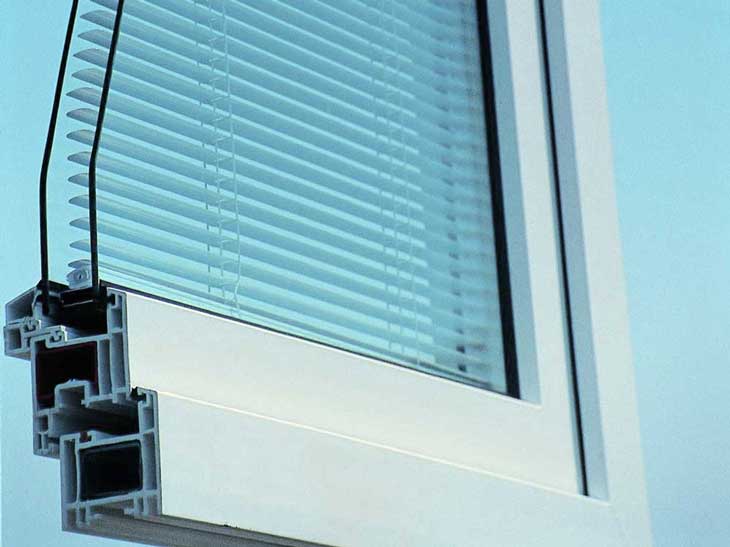 A cross section view of integral blinds